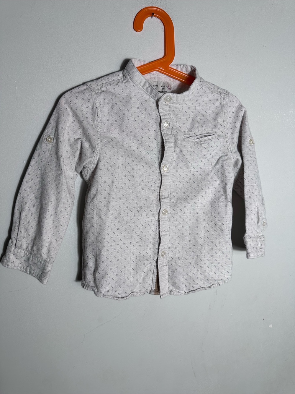 Zara White Boys' Button-Down Shirt with Tiny Dot Print